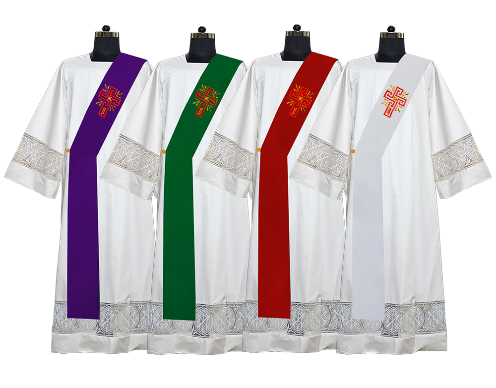 Set of 4 Glory Cross Embroidered Deacon Stoles