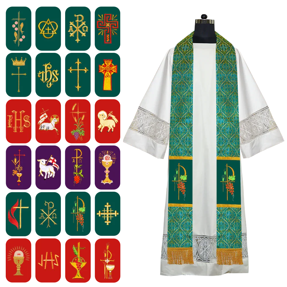 Set of 33 Priest Stoles with Spiritual Motif - Ogee | PSG VESTMENTS