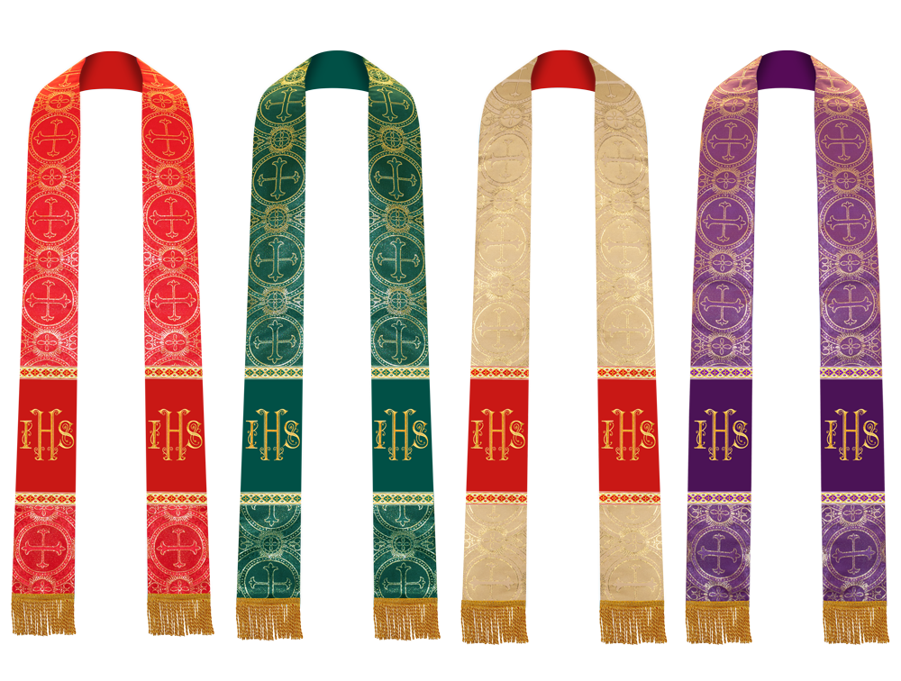Set of Four Minister Stole with Liturgical Motif