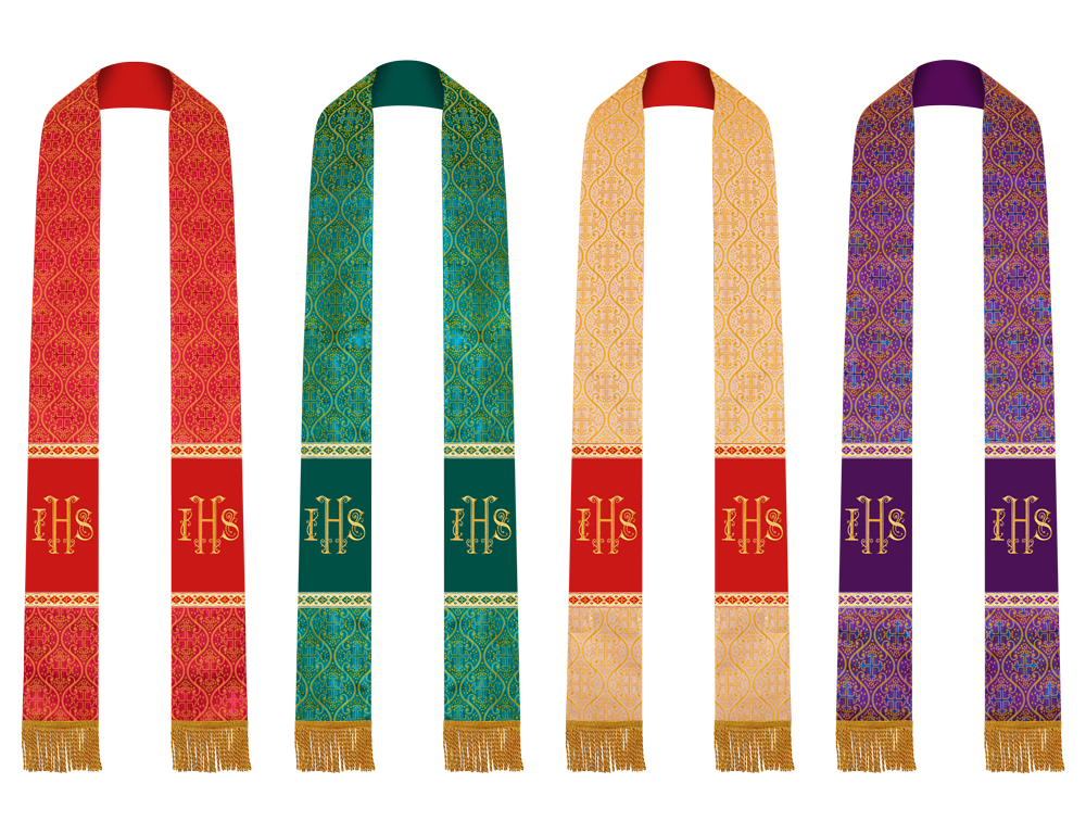 Set of Four Minister Stole with Liturgical Motif