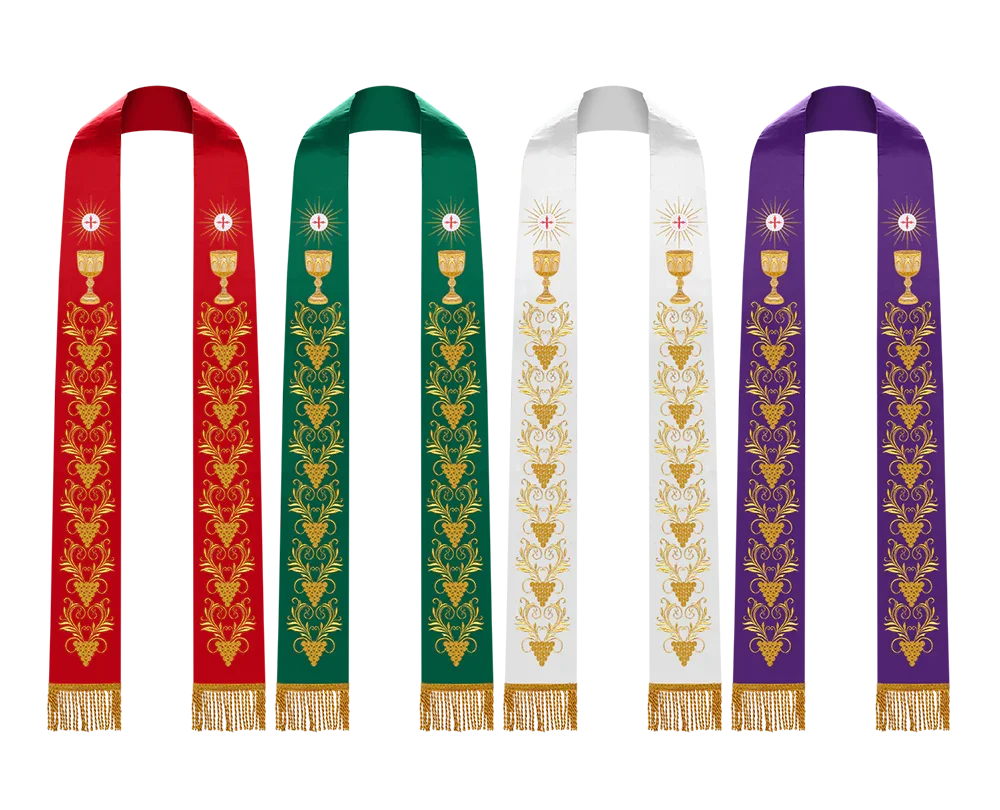 Set of Four Chalice and Grapes Handmade Priest Stole – PSG VESTMENTS