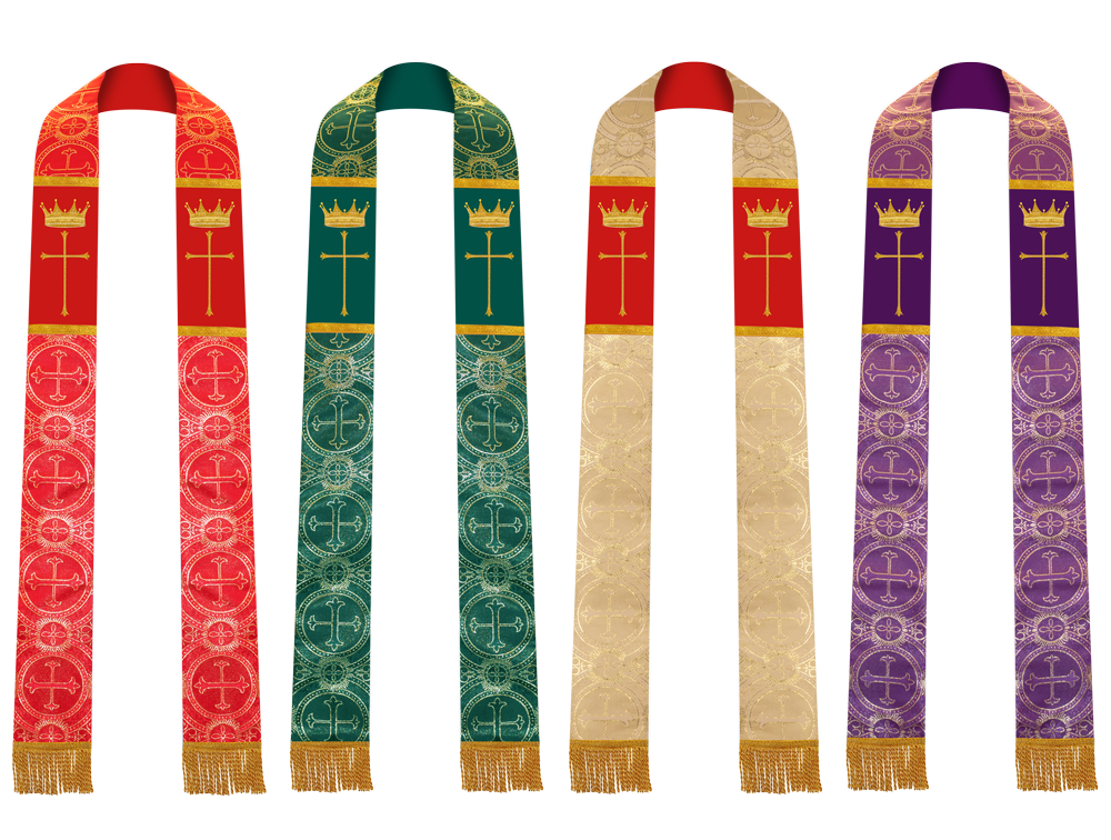Set of Four Gothic Stole Embroidered Spiritual Motif