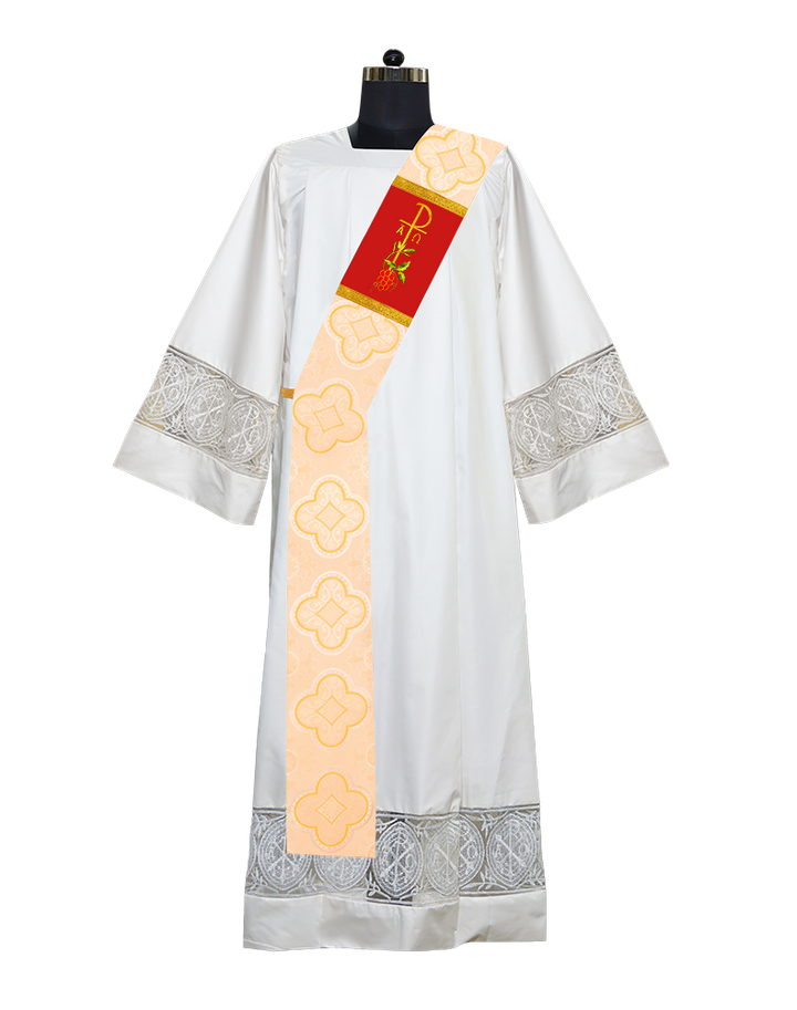 Chi Rho with Grapes Adorned Deacon Stole
