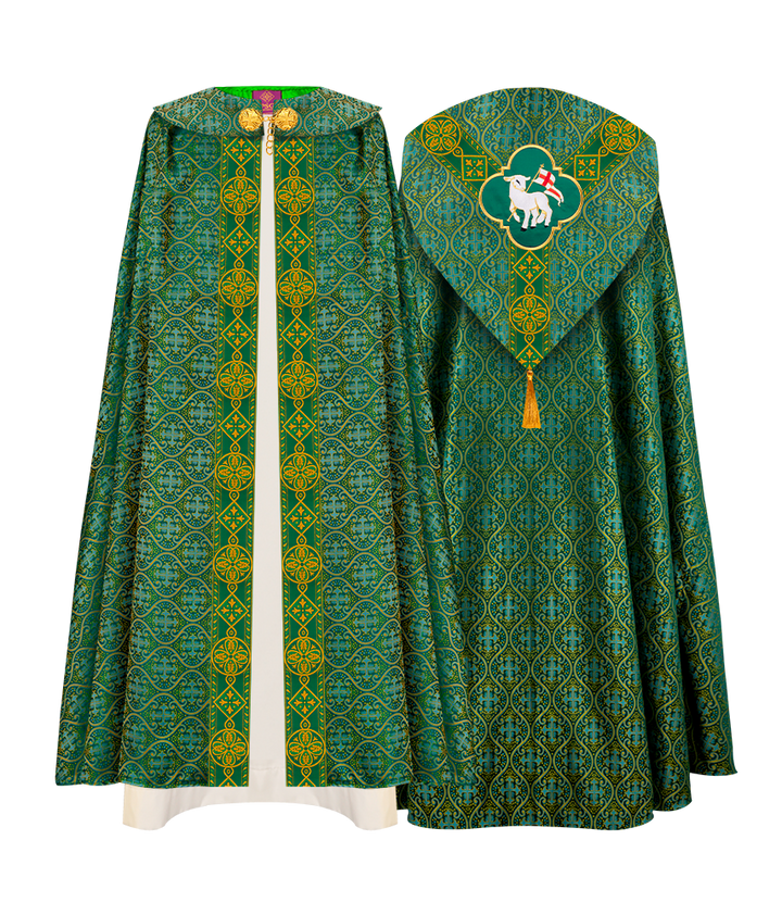 Gothic cope vestment with Y type braided orphrey