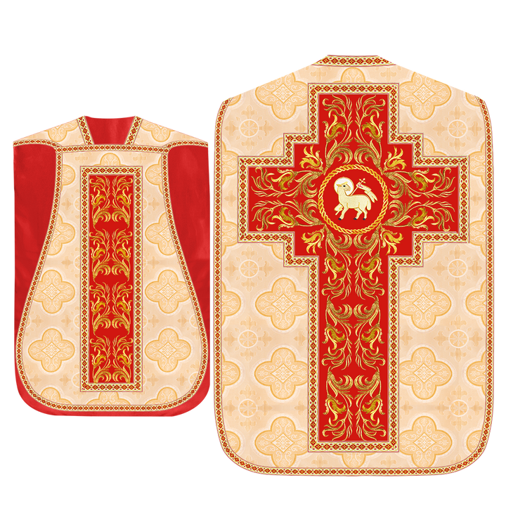 Roman Chasuble Vestment With Woven Braids and Trims