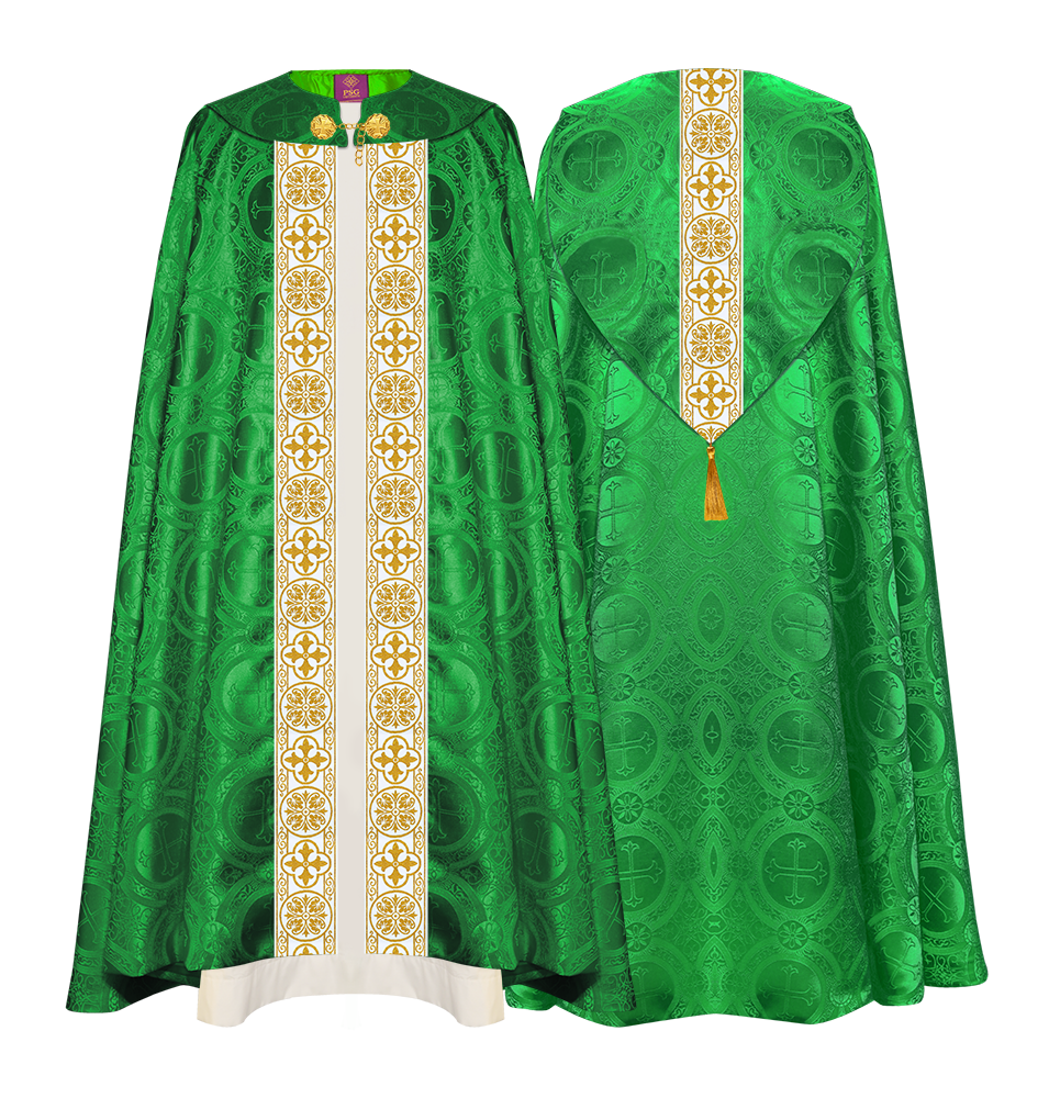 Gothic Cope Vestments with White Woven Braided Orphrey