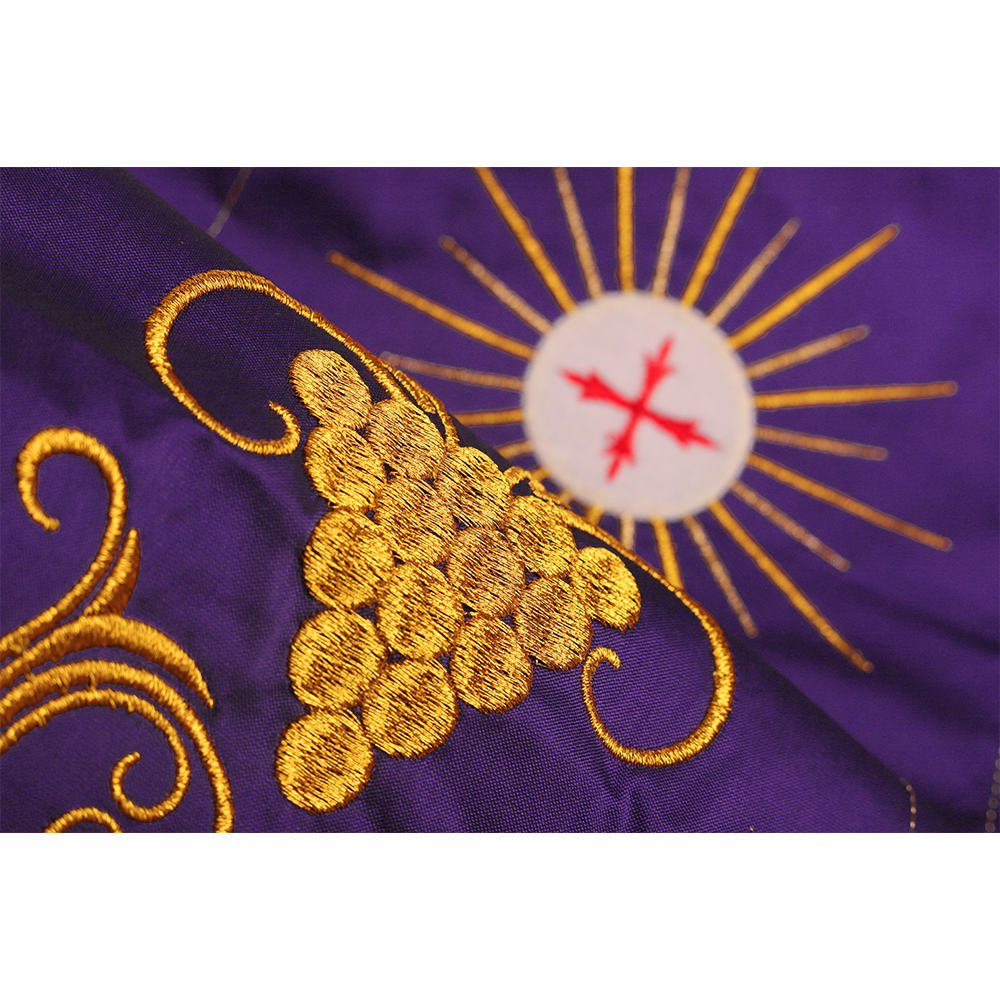 Embroidered Priest Stole with Ornate chalice and Grapes