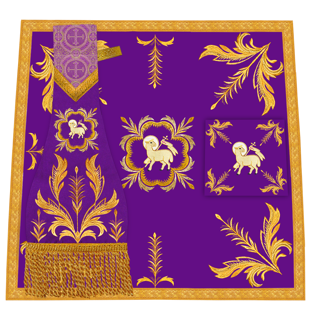 Set of Four Roman Chasuble with liturgical motifs