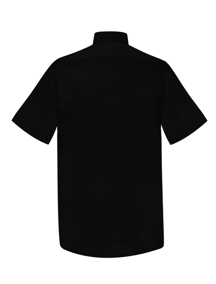 Black Short Sleeve Tab Collar Clergy Shirt - Hidden Button Placket