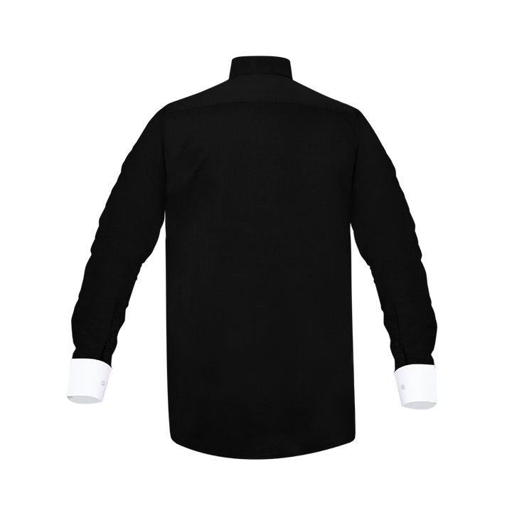 Black Long-Sleeve Tab Collar Clergy Shirt- Hidden button placket