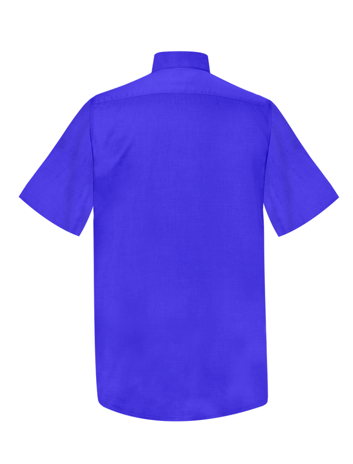 Blue Short Sleeve Tab Collar Clergy Shirt - Hidden Button Placket