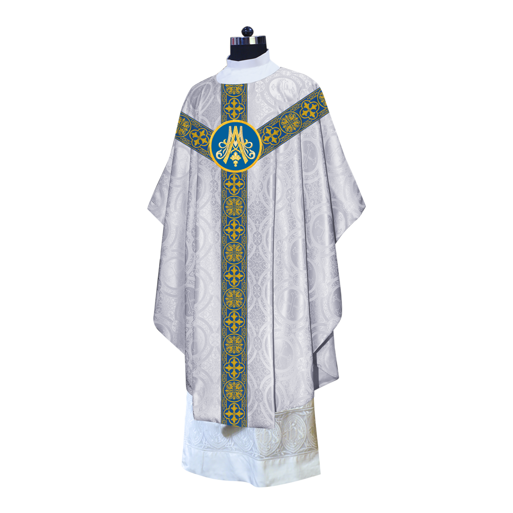 Marian Style Gothic Chasuble with Braided Lace