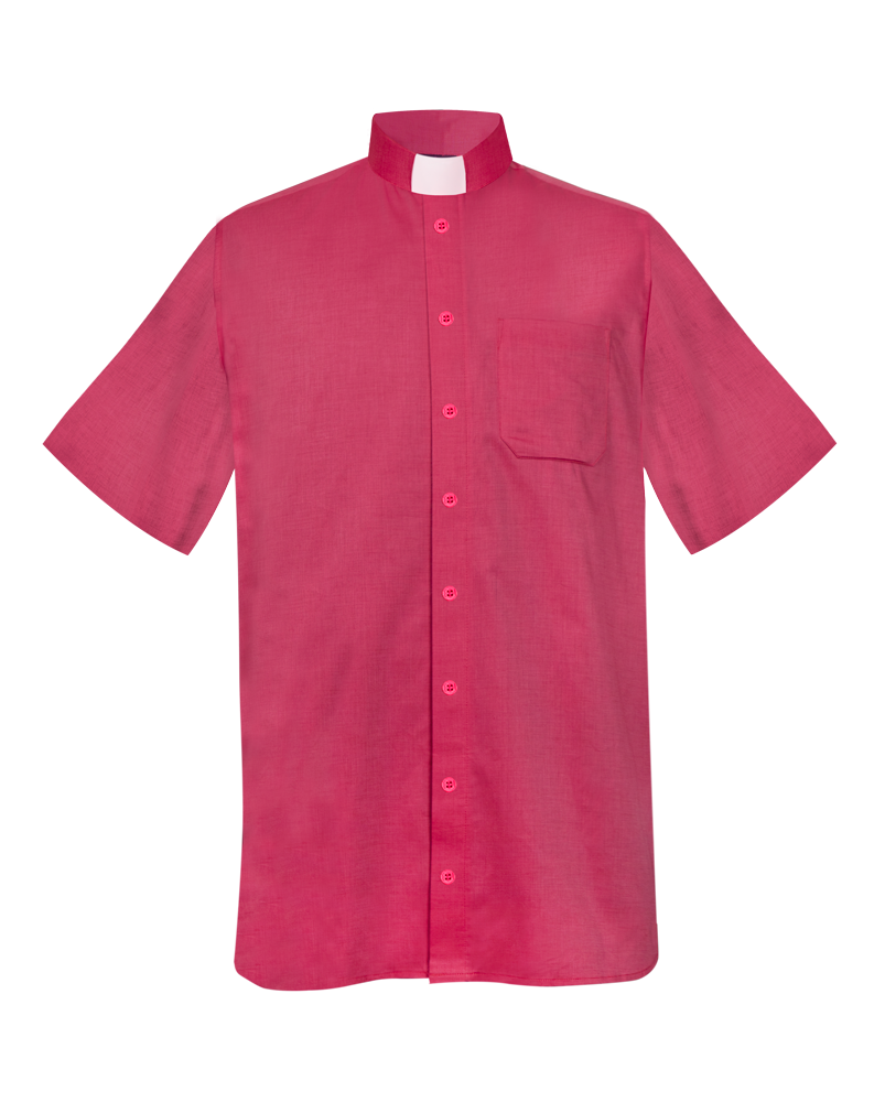 Short Sleeve Clergy Shirt with Tab Collar - Purple