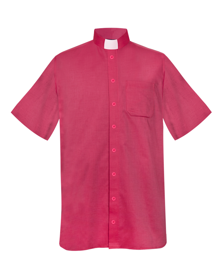 Short Sleeve Clergy Shirt with Tab Collar - Purple