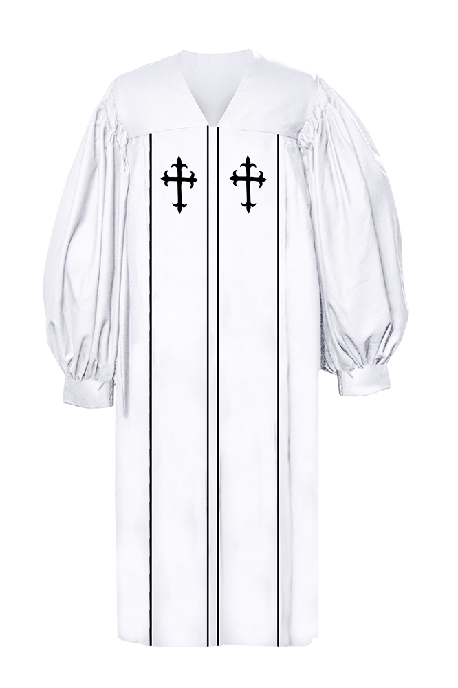 White Pulpit Robe with Trims