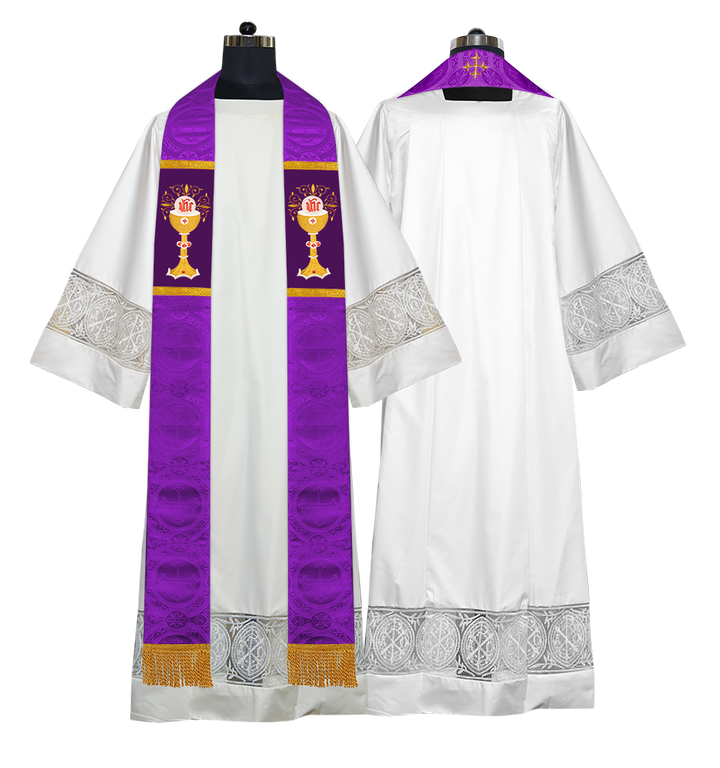 Set of 4 Chalice with IHS Embroidered Clergy Stole