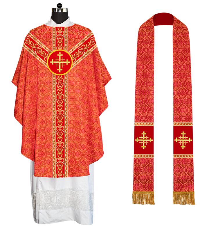 Gothic Chasuble Vestments With Braided Orphrey and trims