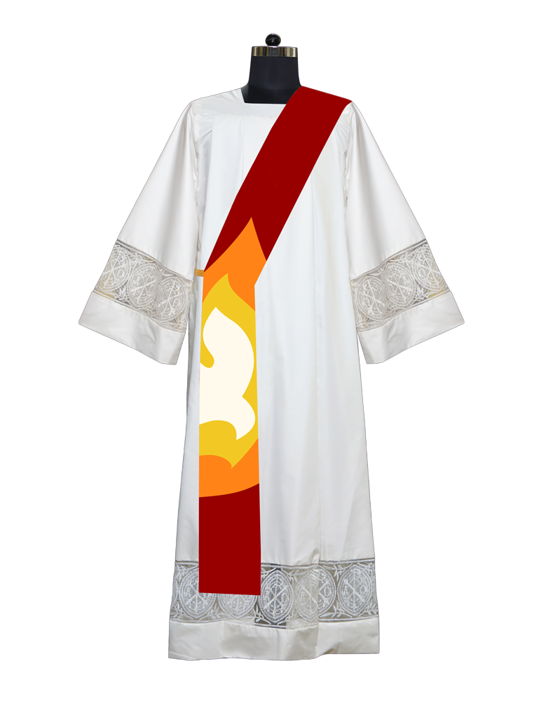 Red Star Clergy Stole, Red Stole, Pentecost Stole, priest high quality stole, Pastoral Stole, Ordination Stole, Red Pastors Stole, R007