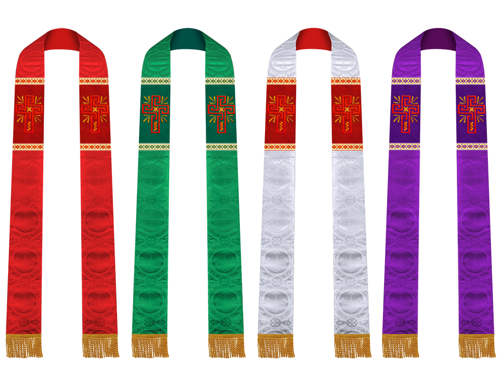 Set of Four Pastor Stole with Spiritual Cross Motif