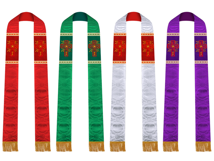 Set of Four Pastor Stole with Spiritual Cross Motif