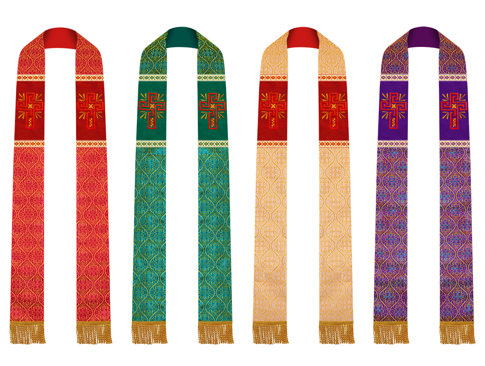 Set of Four Pastor Stole with Spiritual Cross Motif