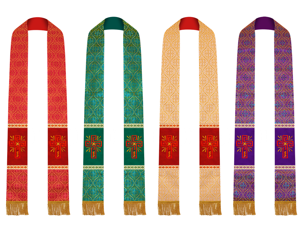 Set of Four Pastor Stole with Spiritual Cross Motif