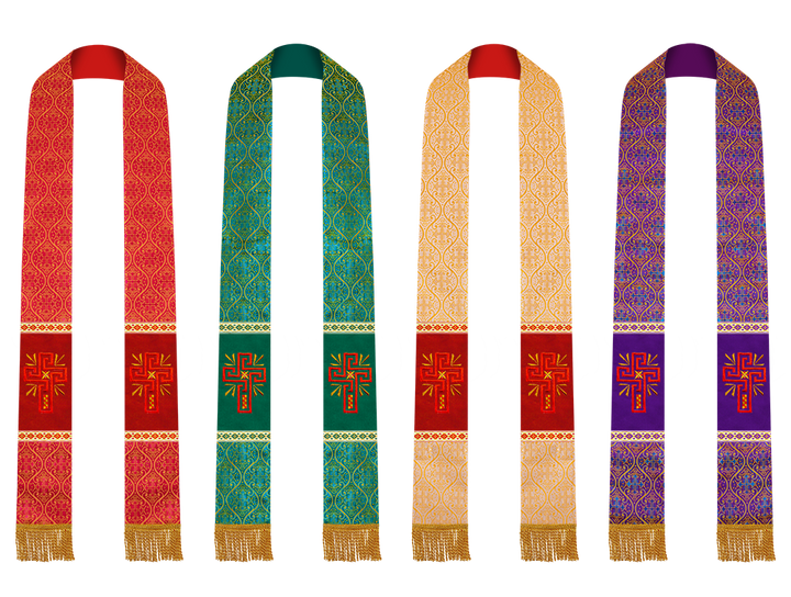 Set of Four Pastor Stole with Spiritual Cross Motif