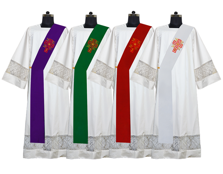 Set of 4 Glory Cross Embroidered Deacon Stoles