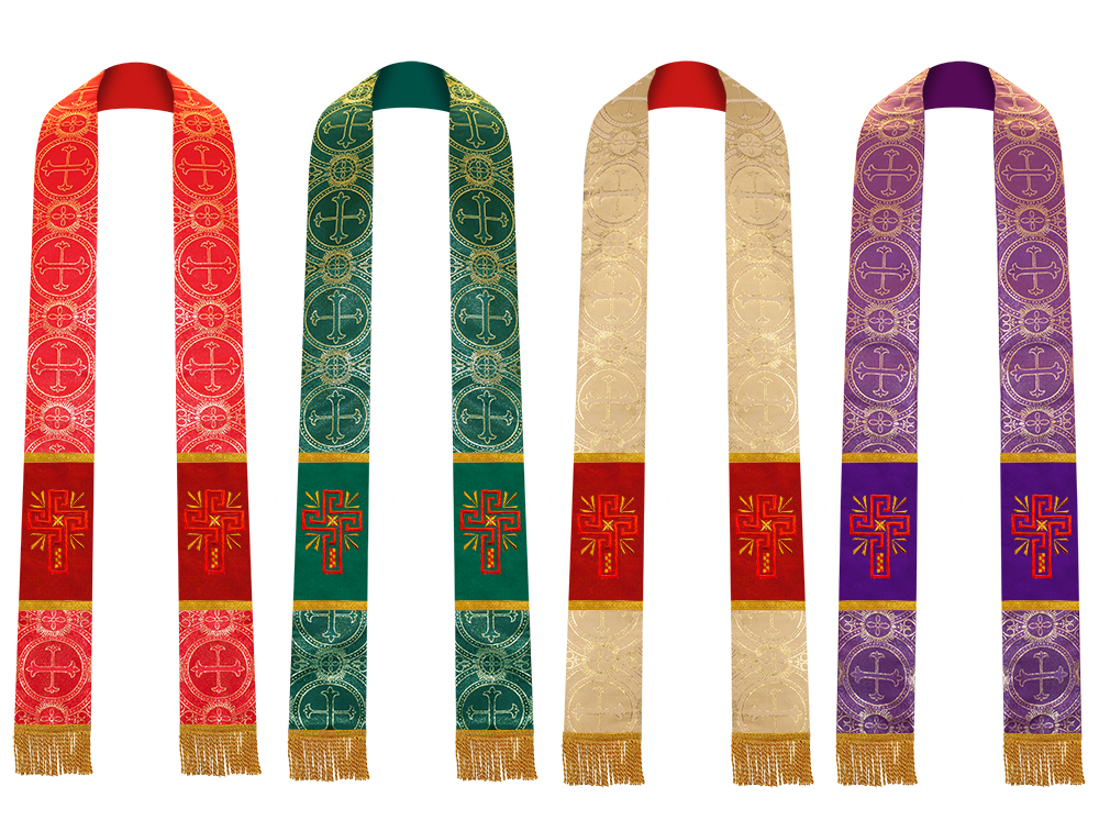 Set of 4 Glory Cross Embroidered Priest Stole