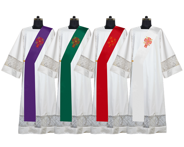 Set of 4 Glory Cross Embroidered Deacon Stoles