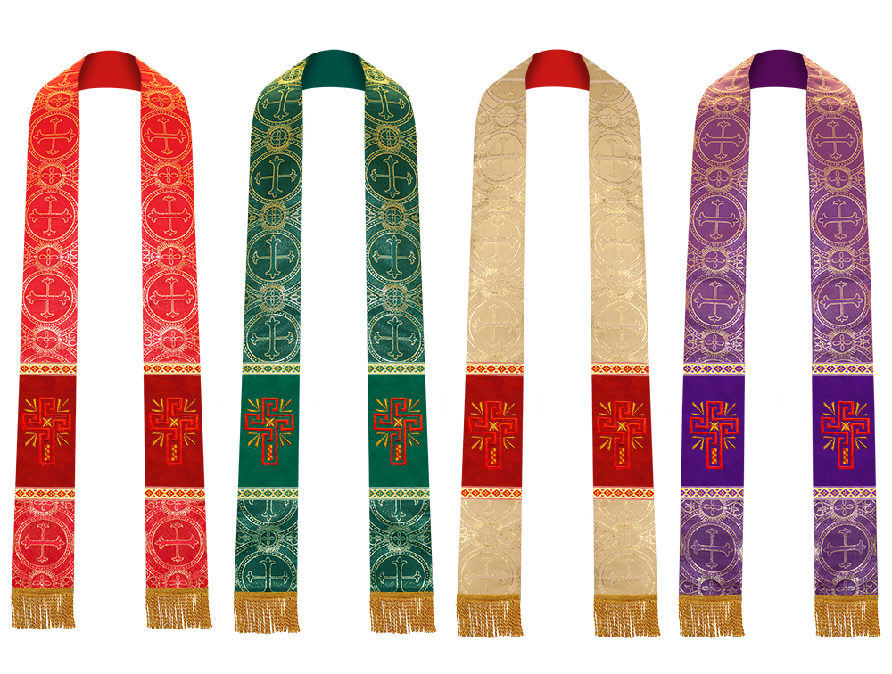 Set of Four Pastor Stole with Spiritual Cross Motif