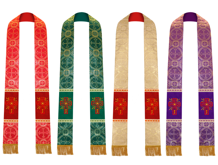 Set of Four Pastor Stole with Spiritual Cross Motif