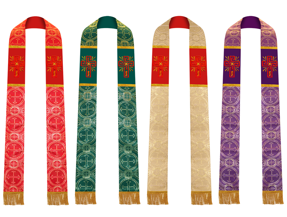 Set of 4 Glory Cross Embroidered Clergy Stole