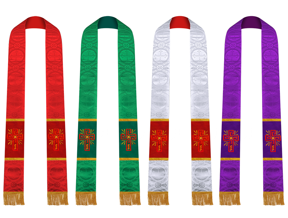 Set of 4 Glory Cross Embroidered Priest Stole