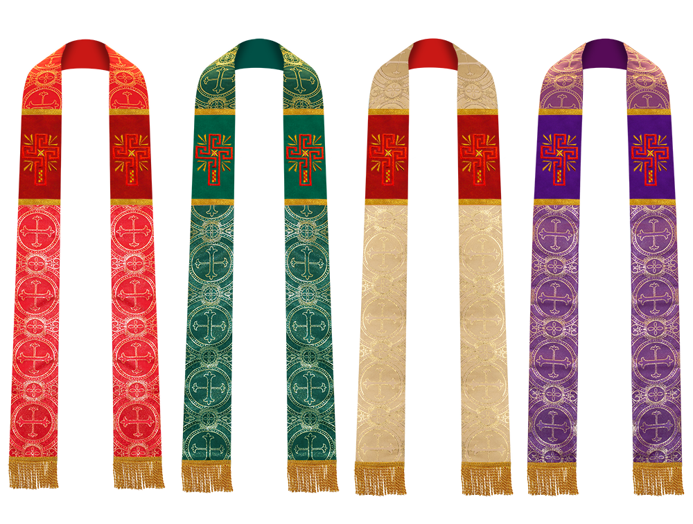 Set of 4 Glory Cross Embroidered Clergy Stole