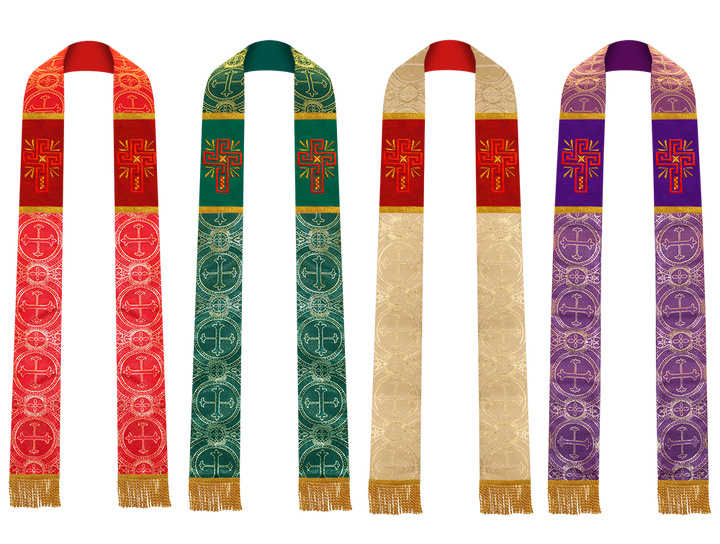 Set of 4 Glory Cross Embroidered Clergy Stole