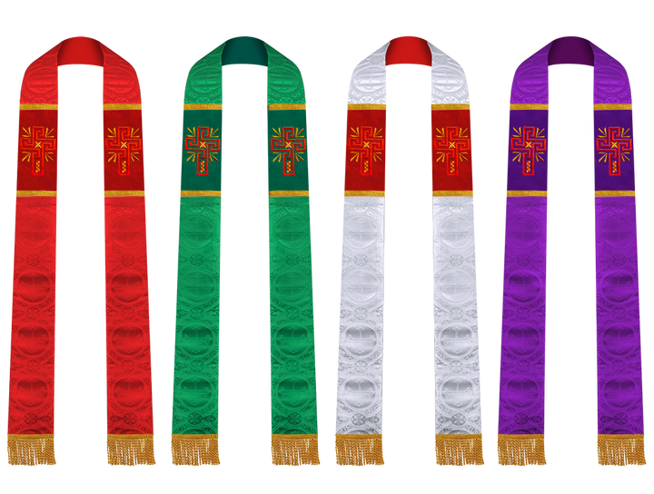 Set of 4 Glory Cross Embroidered Clergy Stole