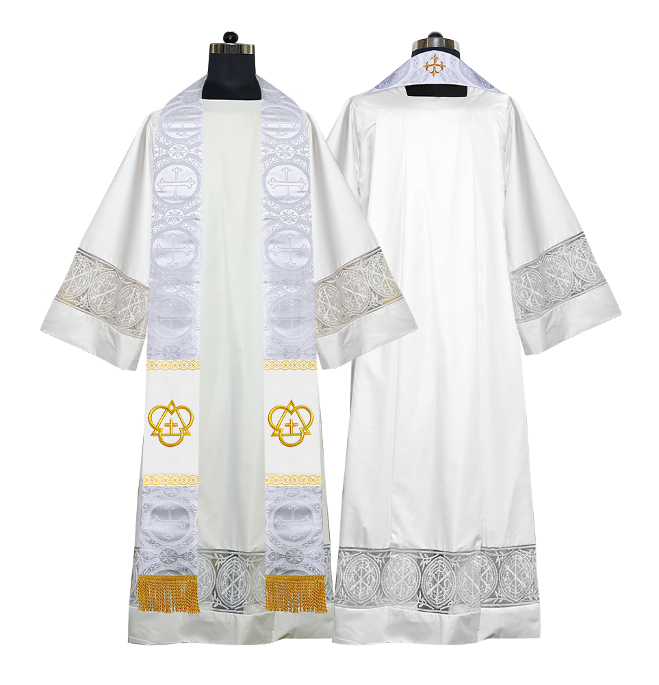 Clerical Stole with Embroidered Trinity Motif