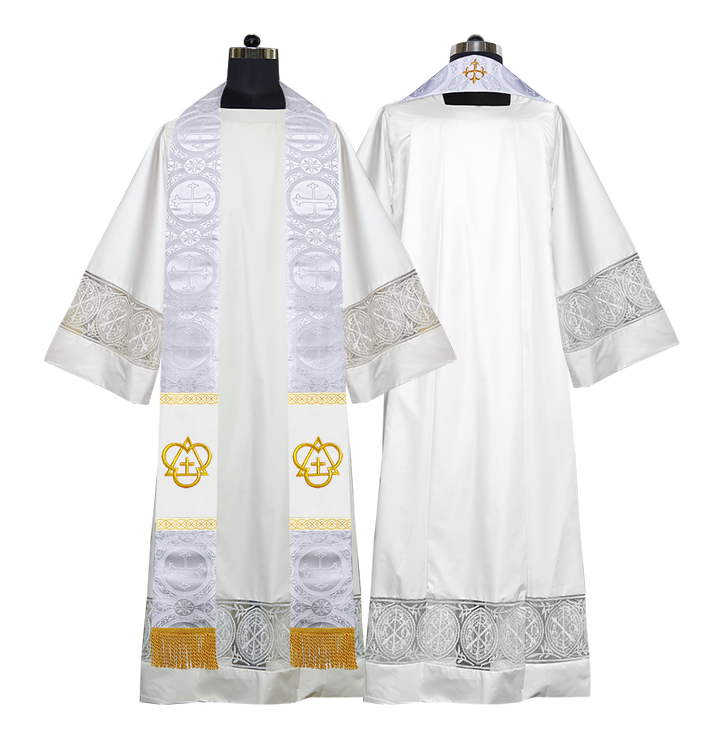 Clerical Stole with Embroidered Trinity Motif