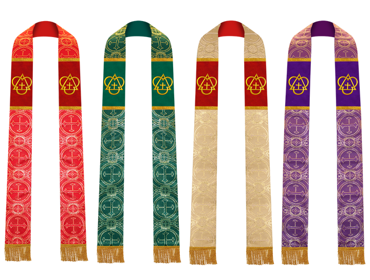 Set of 4 Trinity Motif Embroidered Clergy Stole