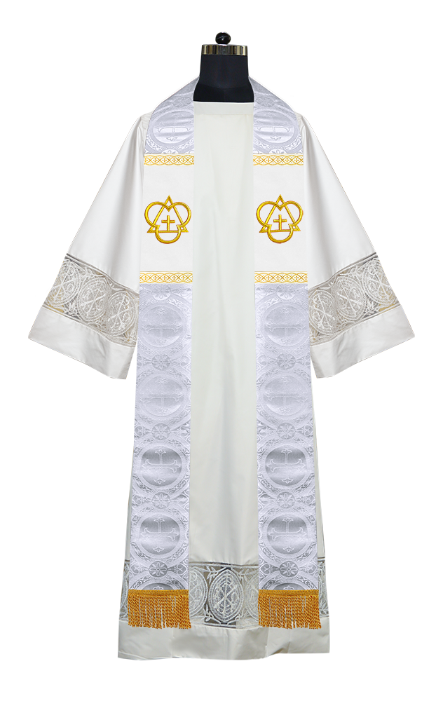 Clerical Stole with Embroidered Trinity Motif