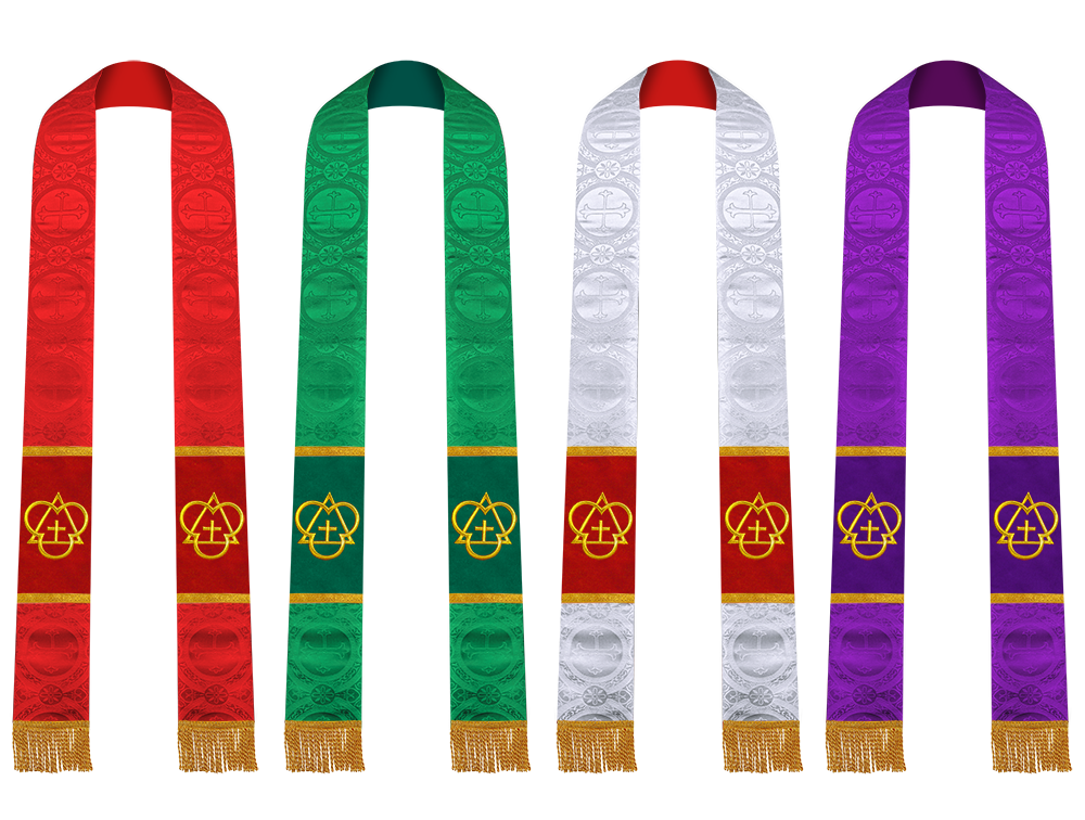 Set of 4 Trinity Motif Embroidered Priest Stole