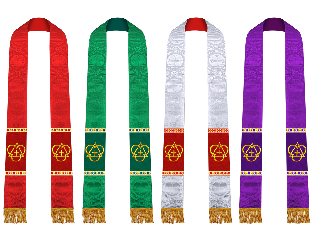 Set of Four Clergy stole with Motif and trims