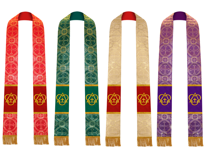 Set of 4 Trinity Motif Embroidered Priest Stole