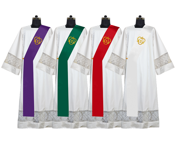 Set of 4 Deacon Stoles with Adorned Trinity Motif