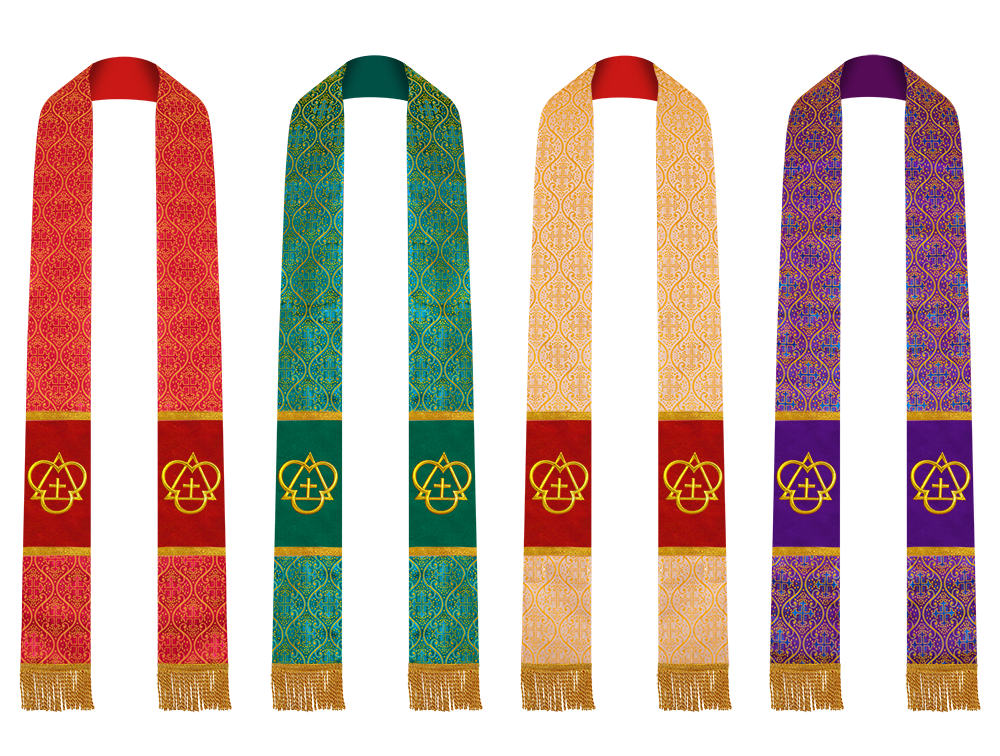 Set of 4 Trinity Motif Embroidered Priest Stole