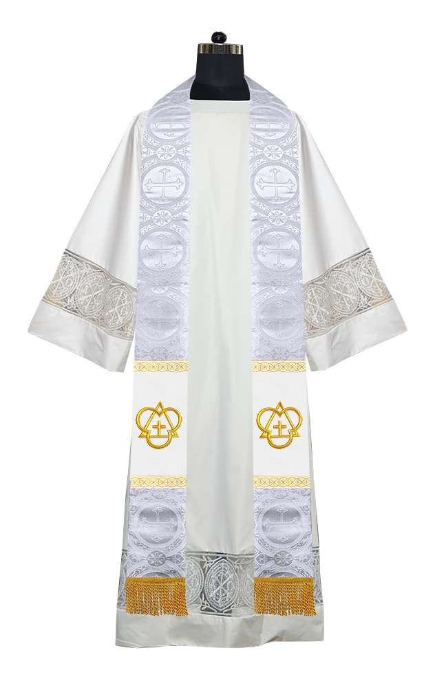 Clerical Stole with Embroidered Trinity Motif