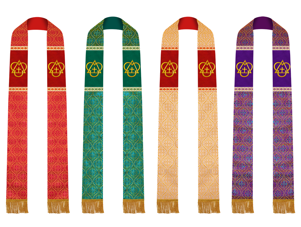 Set of Four Clergy stole with Motif and trims