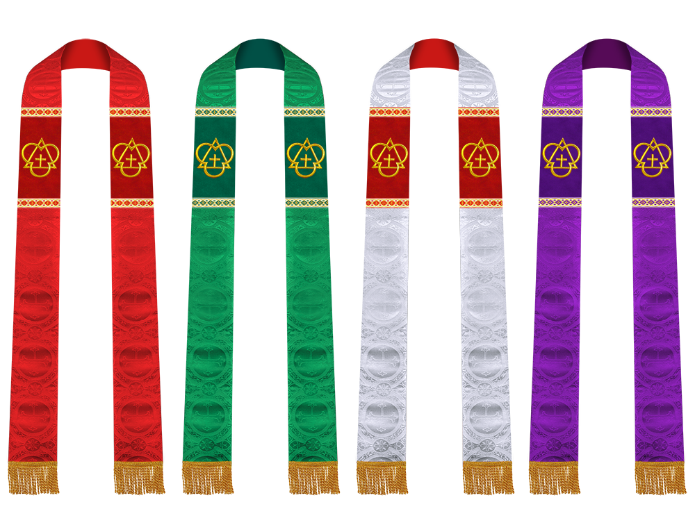 Set of Four Clergy stole with Motif and trims