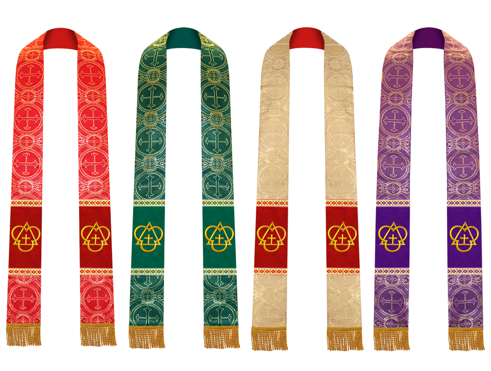 Set of Four Clergy stole with Motif and trims